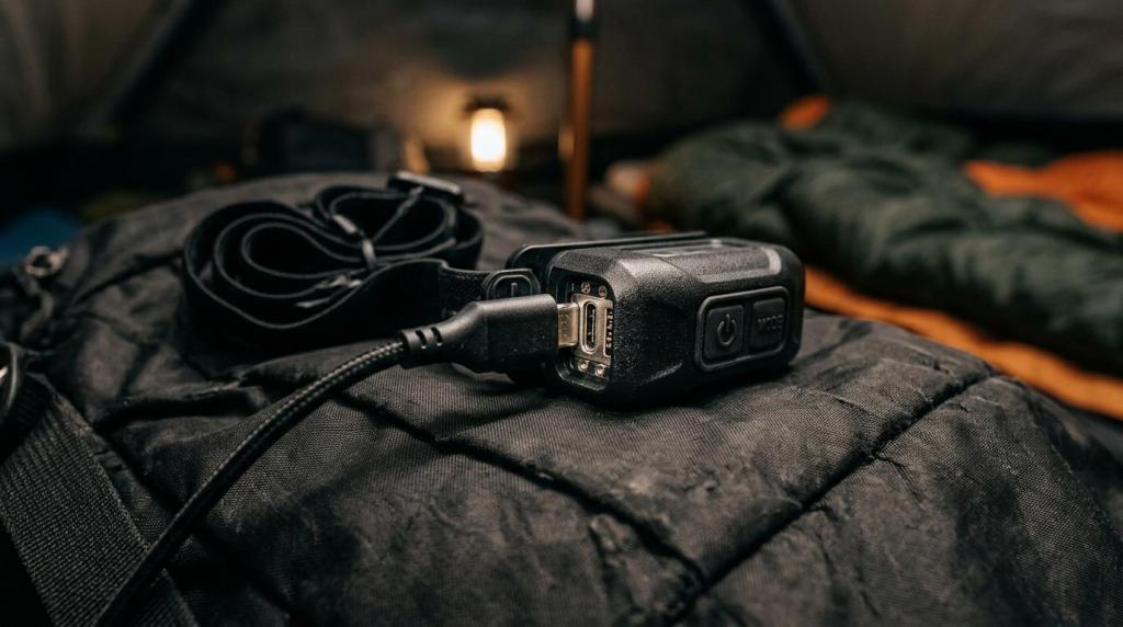 Nordic Gear genopladelig pandelampe til tur og telt