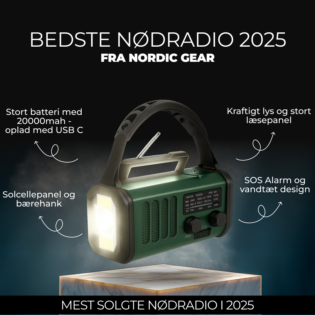 Nordic Gear Nødradio 20.000mah med solcellepanel Nordic Gear