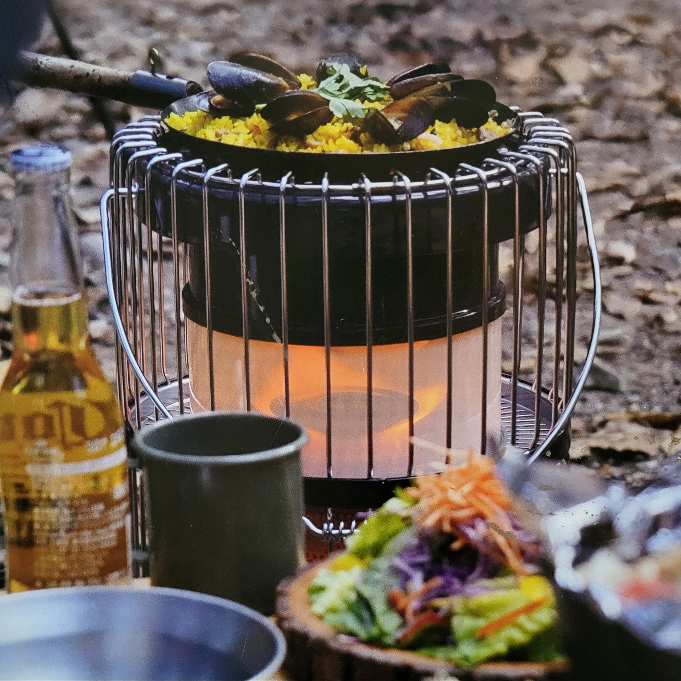 Outdoor varmelampe med kogeplade (Transportabel til terrassevarmer og shelter) 6,77 Kw