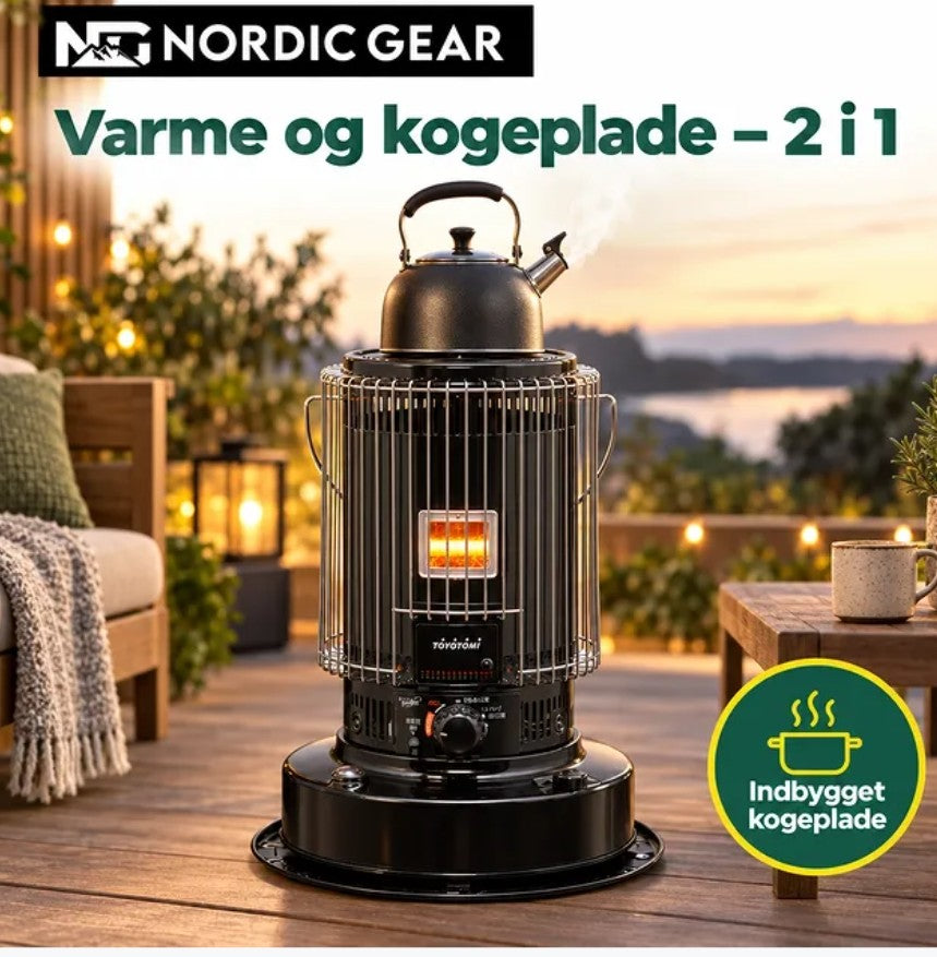 Outdoor varmelampe med kogeplade (Transportabel til terrassevarmer og shelter) 6,77 Kw